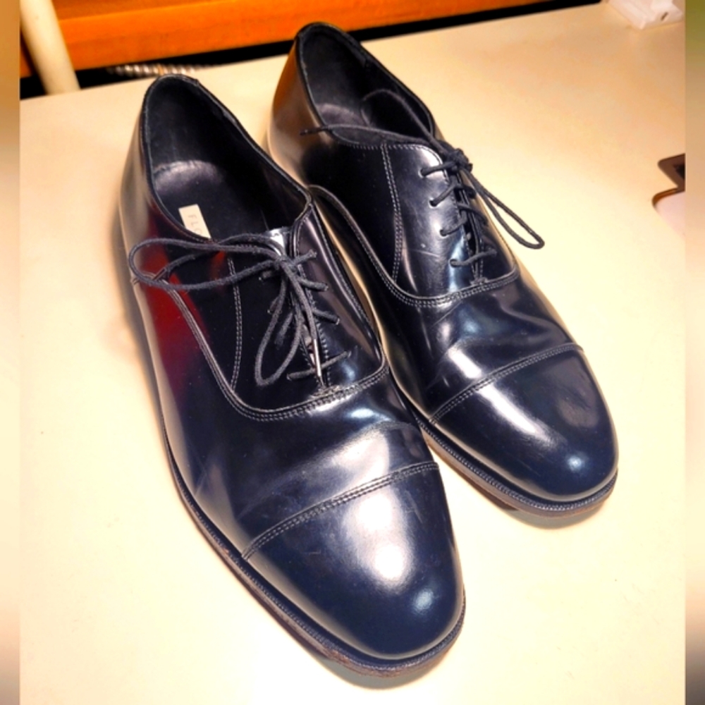 Men's Florsheim Lexington Black Leather Oxford Dress Shoes Cap Toe Size 10E